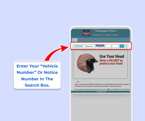 How to Check TS E-Challan Status Online? step-2