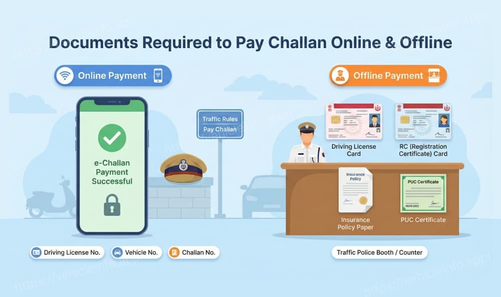 Documents Required to Pay Challan Online & Offline